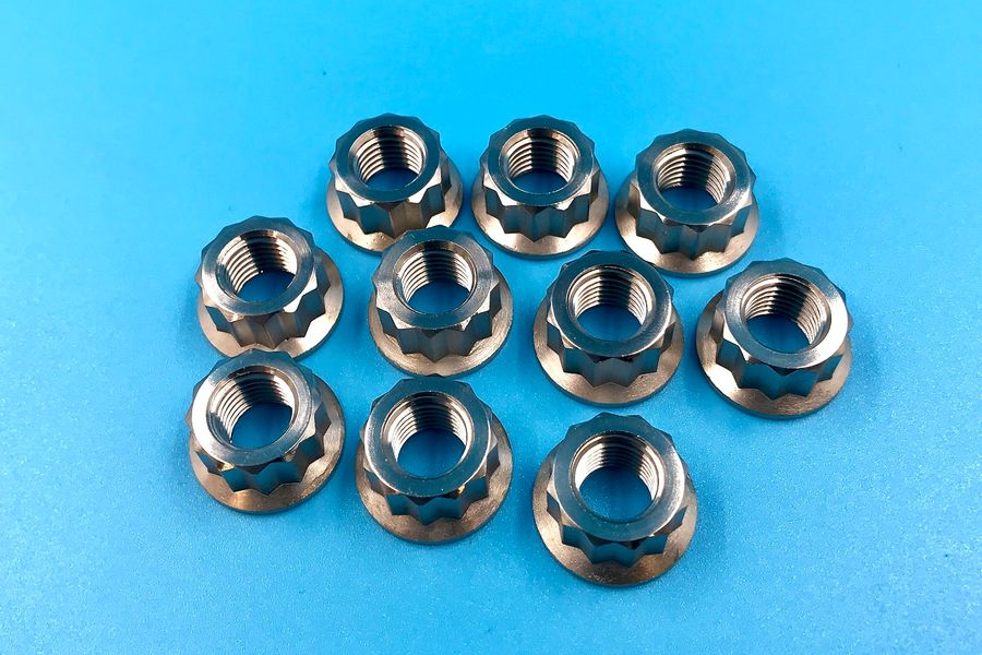 Nut 12 Point Flanged M10x 1.25 [Titanium]